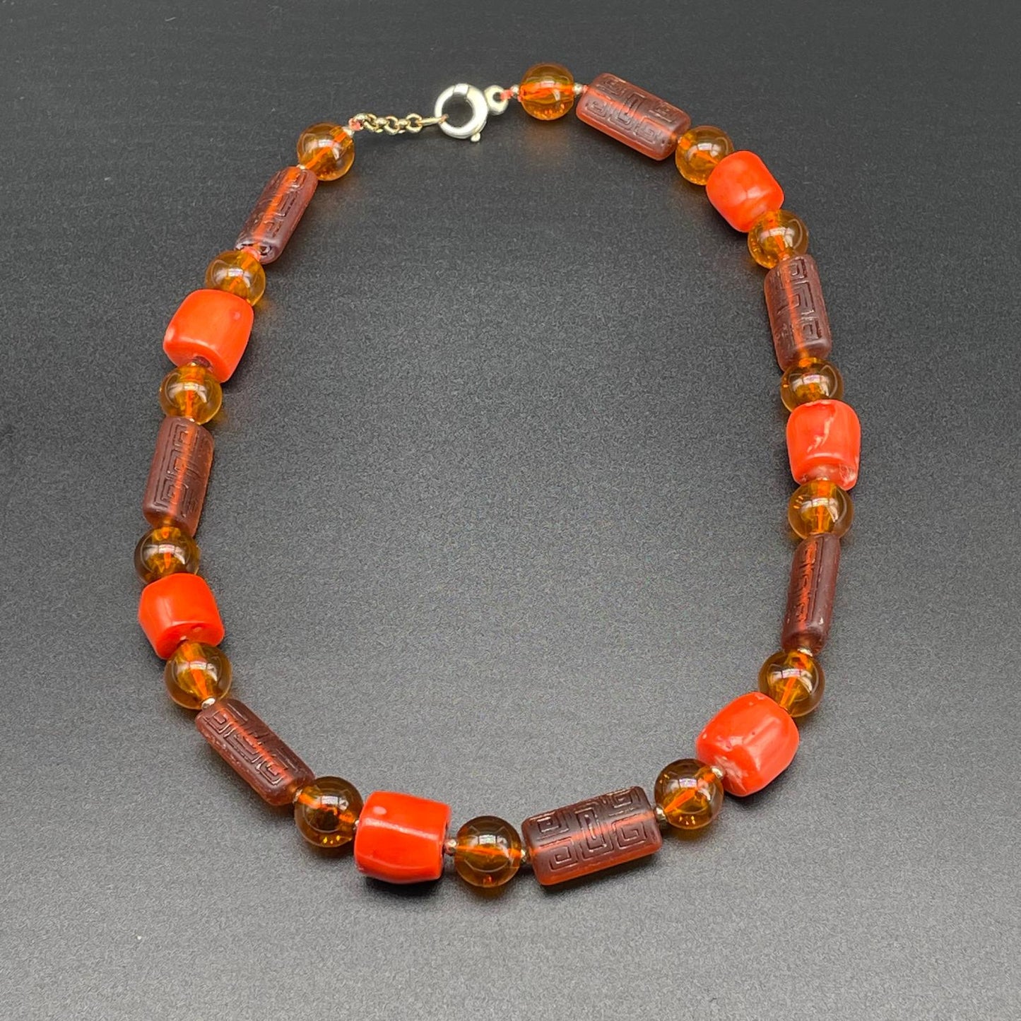 Collana Corallo Bamboo e Vetro di Murano Inciso