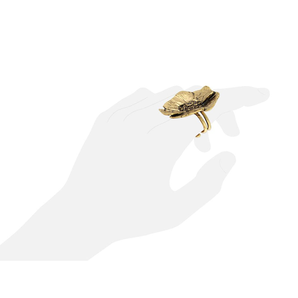 Anello Papavero - Anello in Ottone Placcato Oro con Granato (Codice: AN P 01)