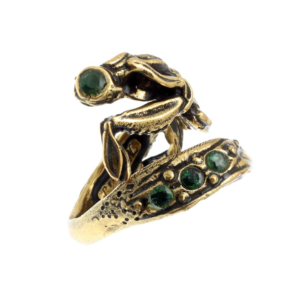 Anello Mantide Religiosa - Gioiello Artigianale in Ottone Dorato (Codice: AN MR 05)