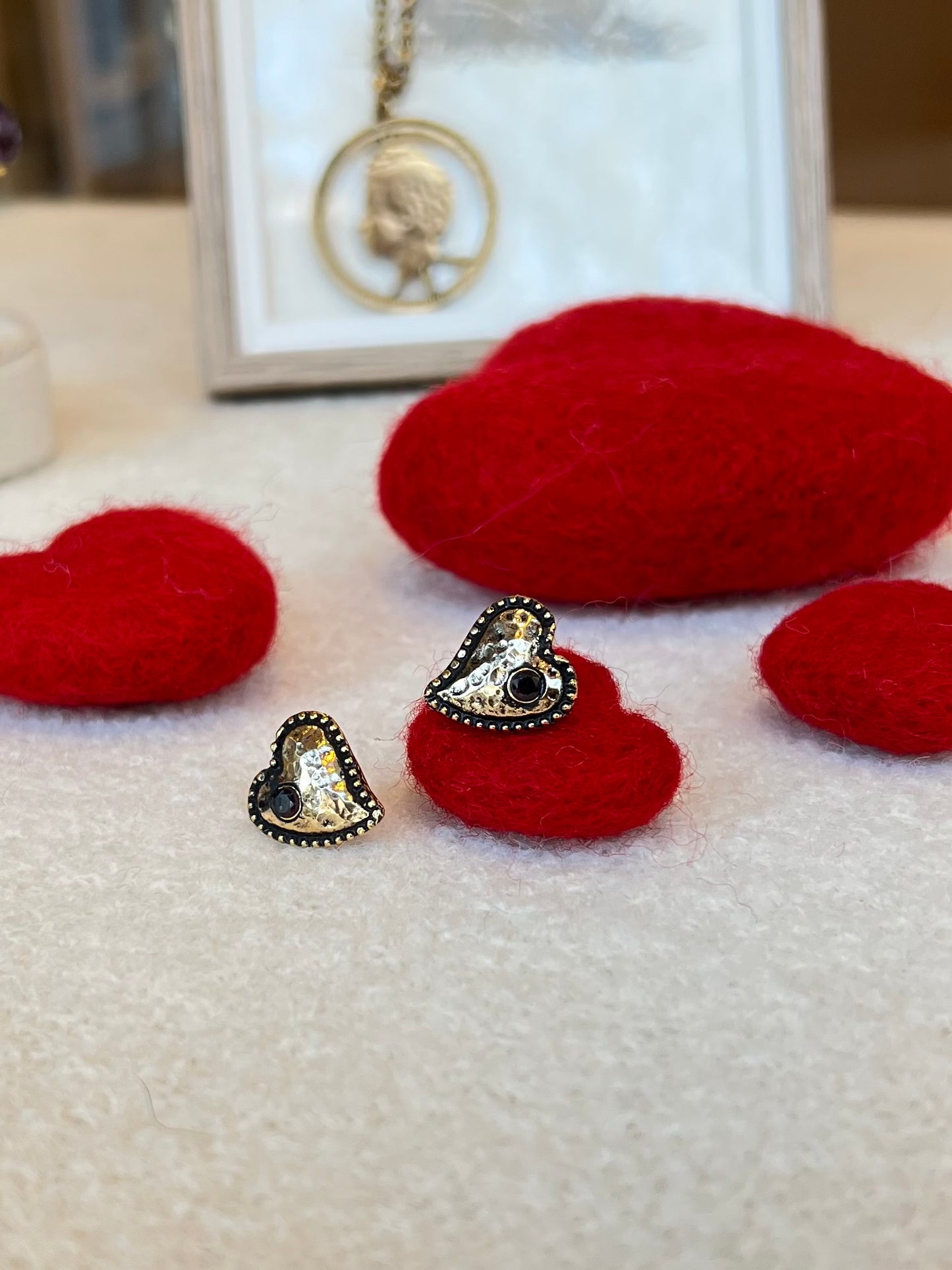 Orecchini Cuore con Granato (Codice: OE CG 01)