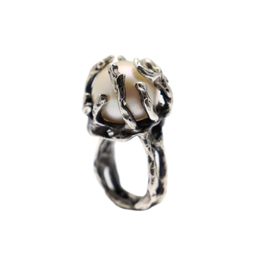 Anello Rami - Anello in Argento 925 con Rami e Perla Coltivata (Codice: AN RA 01)