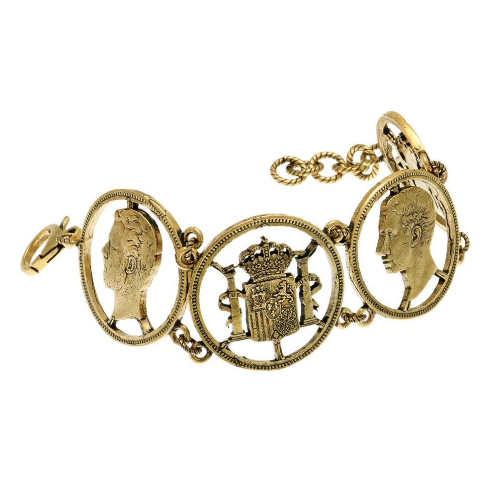 Bracciale con Monete Traforato - Bracciale Artigianale in Ottone