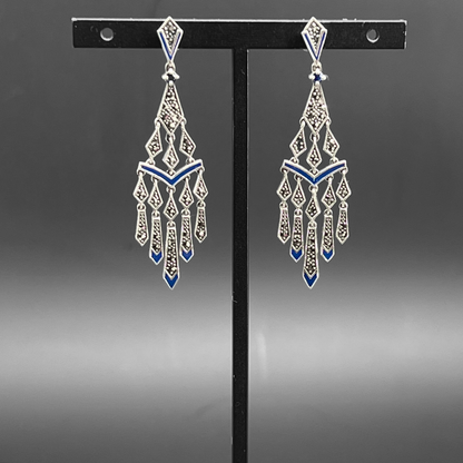 Orecchini Chandelier Blu