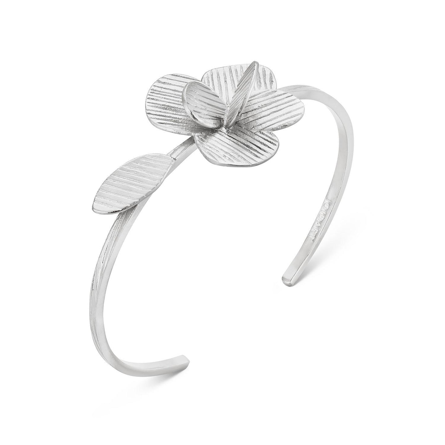 Bracciale rigido argento con motivo floreale BR-ARG-001