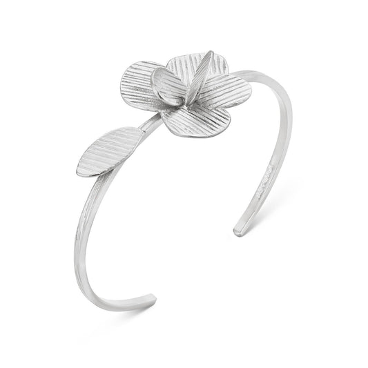 Bracciale rigido argento con motivo floreale BR-ARG-001