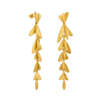 Orecchini Pendenti Foglia in oro 24K