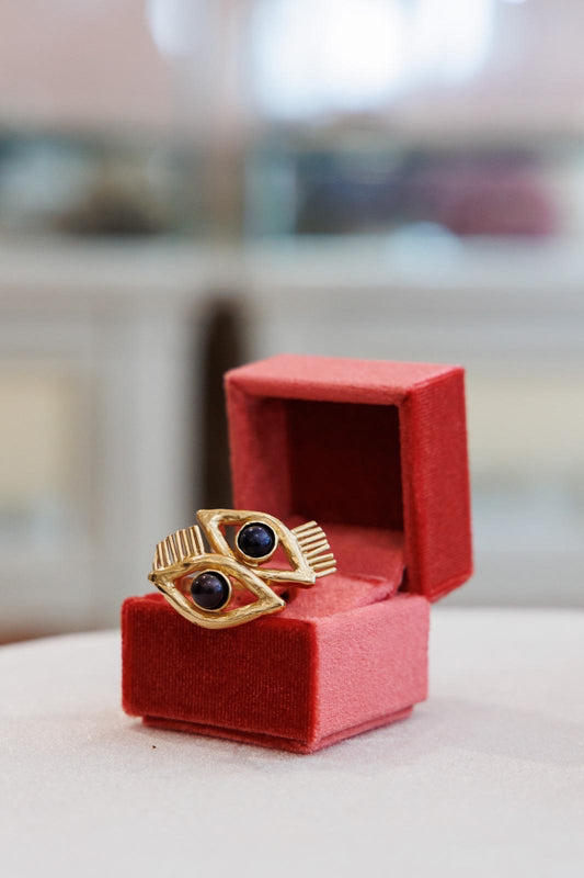 Anelli Gemelli con Cabochon Nero (Codice: AN OC 001)