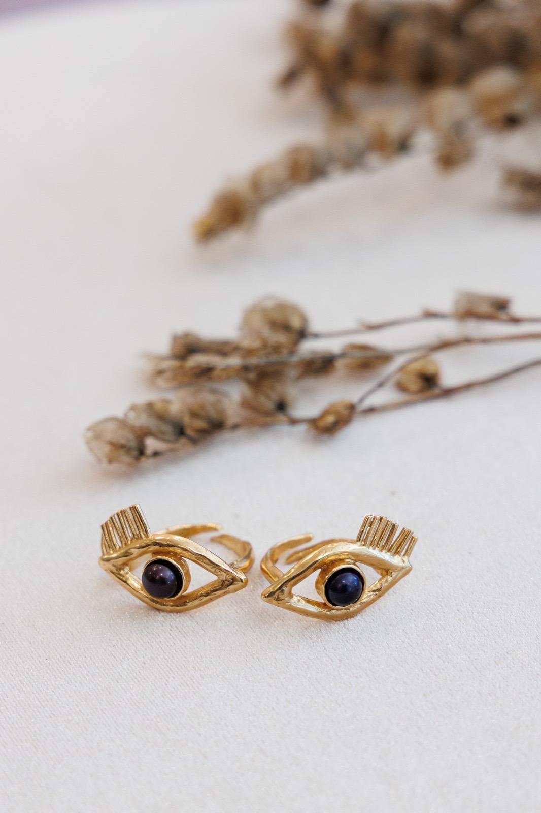 Anelli Gemelli con Cabochon Nero