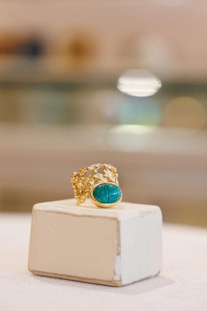 Anello Scarabeo malachite
