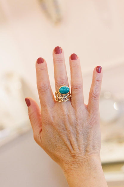 Anello Scarabeo malachite