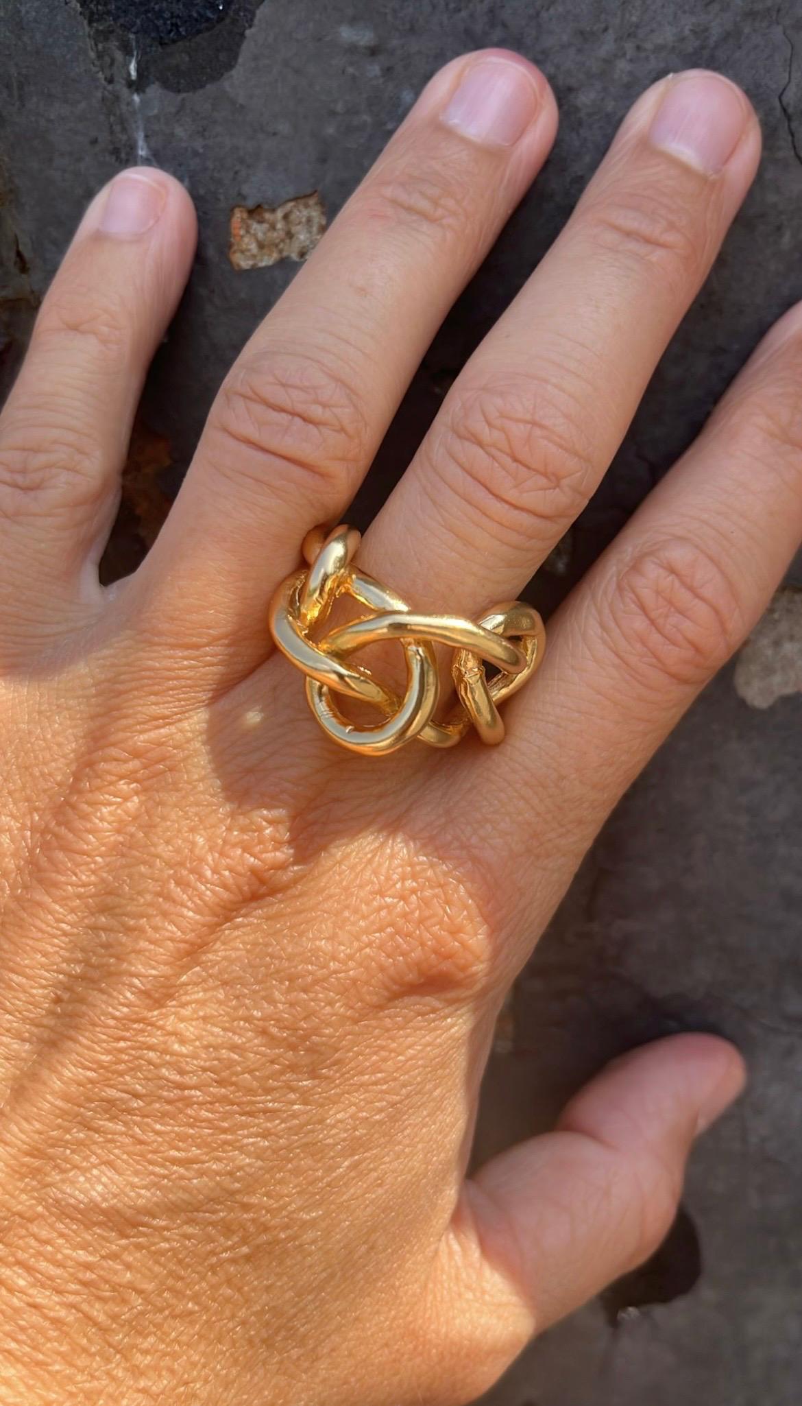 Anello Catena in Bronzo Bagnato Oro 24 Carati