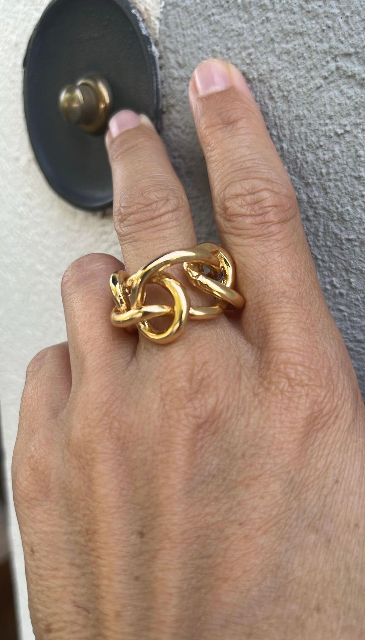 Anello Catena in Bronzo Bagnato Oro 24 Carati