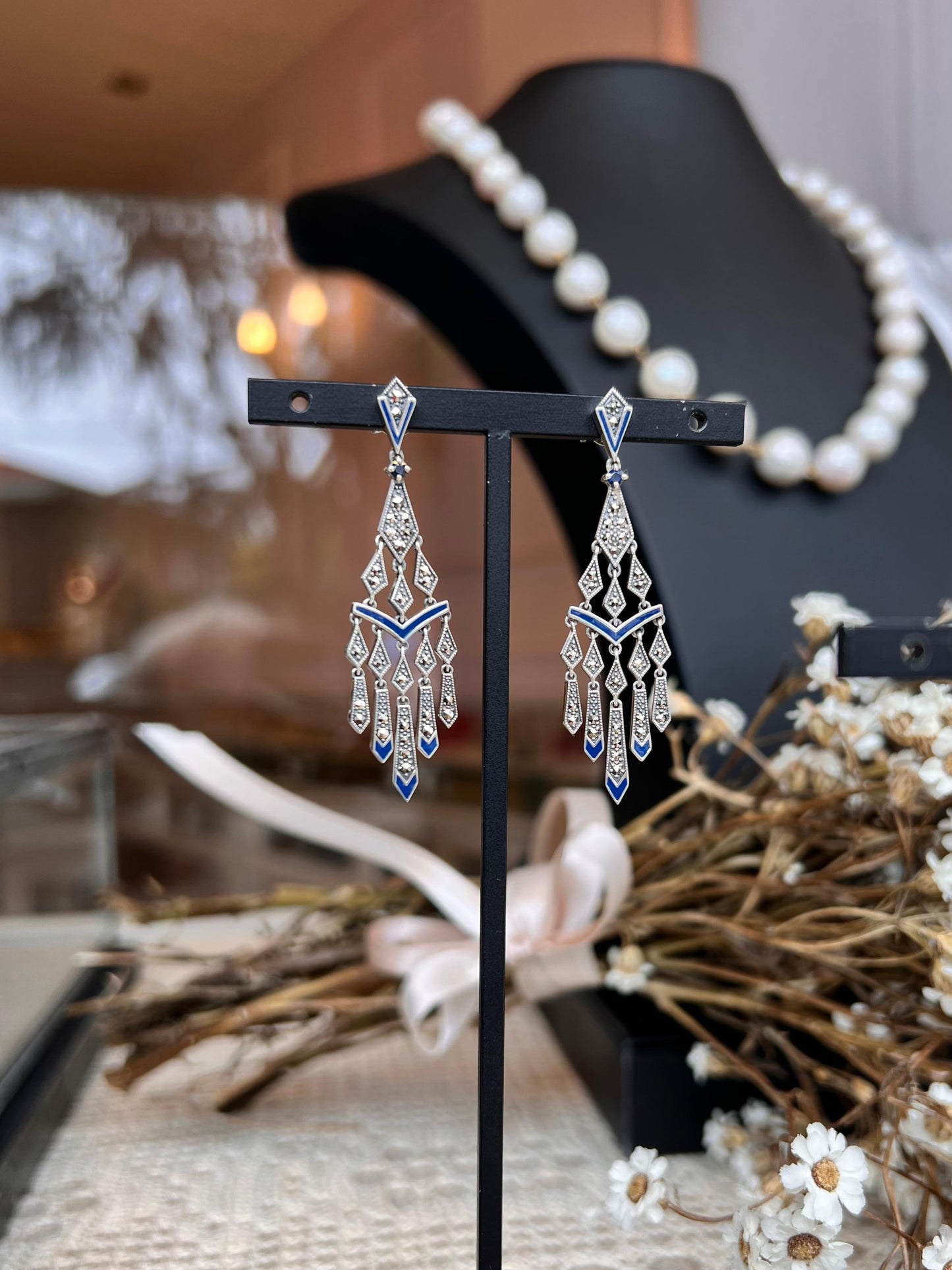 Orecchini Chandelier Blu