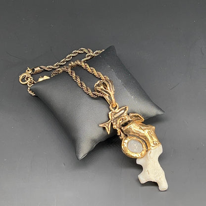 Collana Marina con Corallo Bianco e Perla Grigia