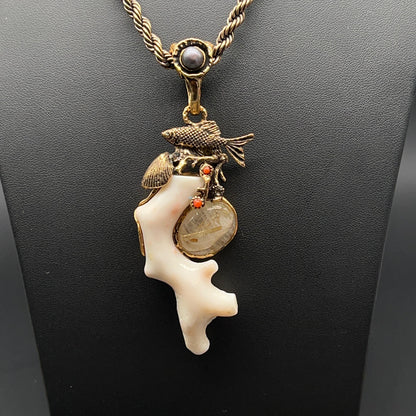 Collana Marina con Corallo Bianco e Perla Grigia