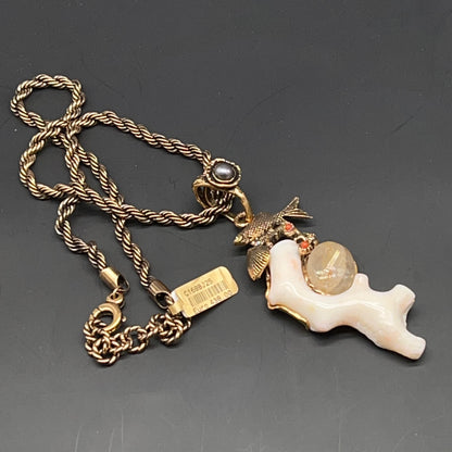 Collana Marina con Corallo Bianco e Perla Grigia