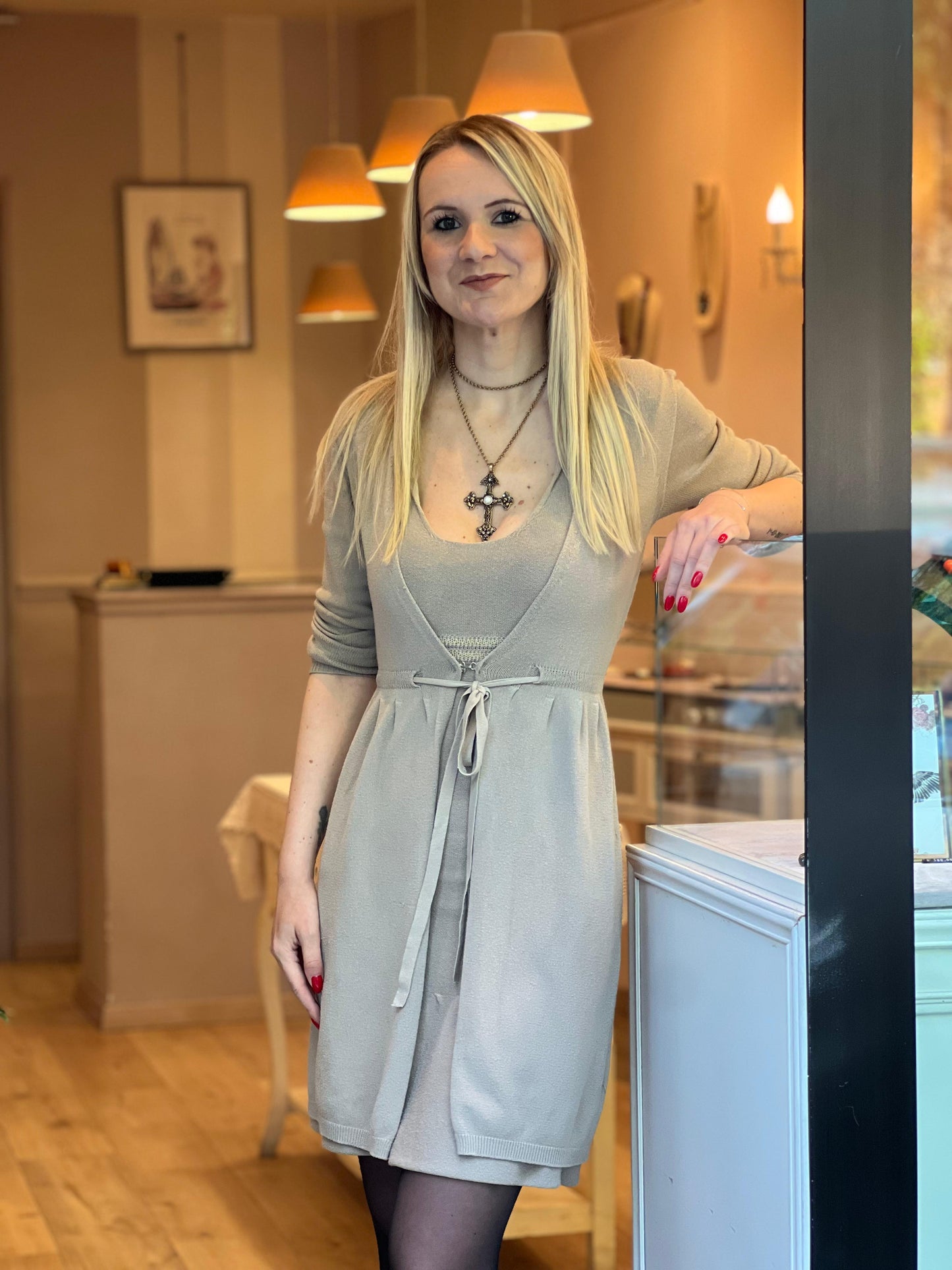 Collana Croce Barocca con Perla