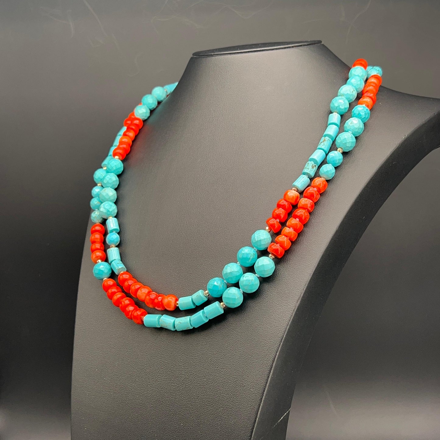 Collana Turchese e Corallo a Nodi