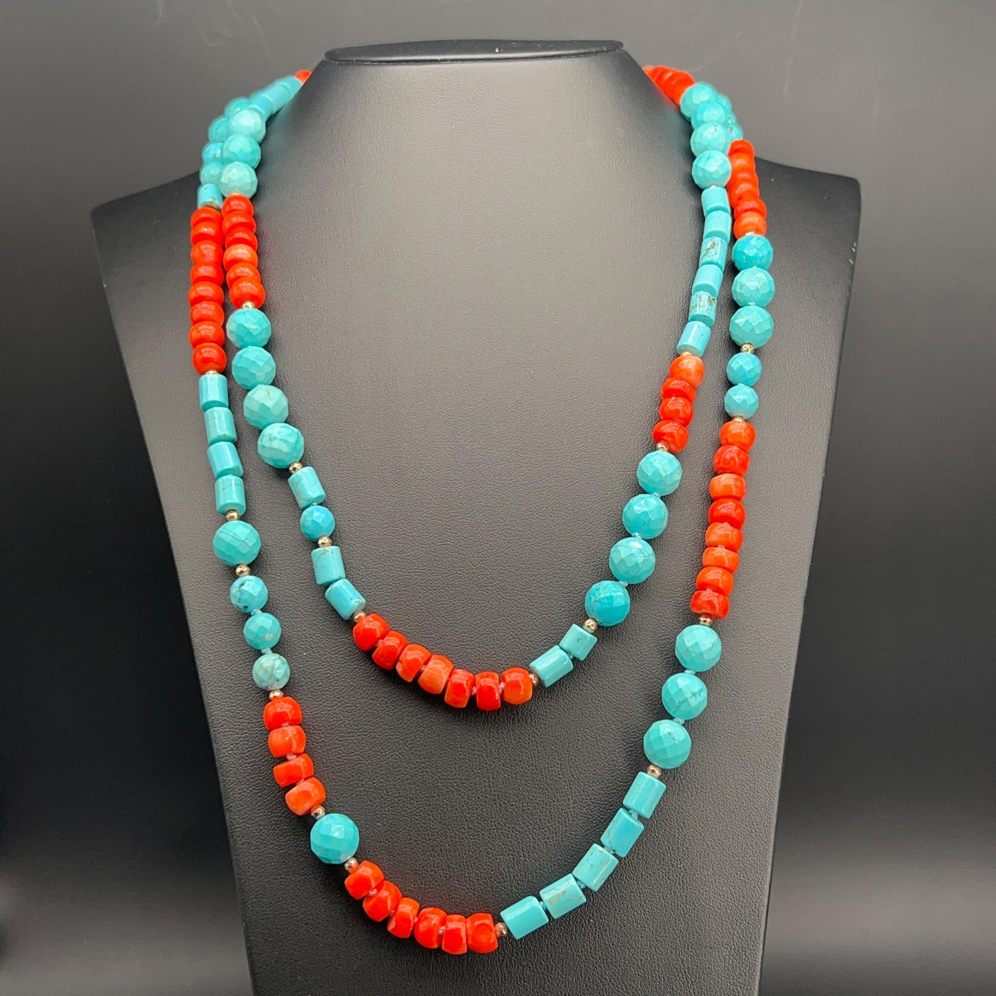 Collana Turchese e Corallo a Nodi