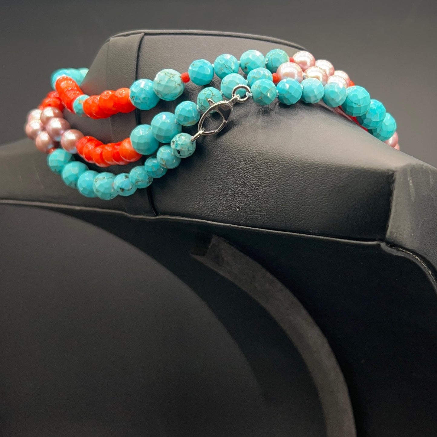 Collana Lunga Malva Turchese e Corallo