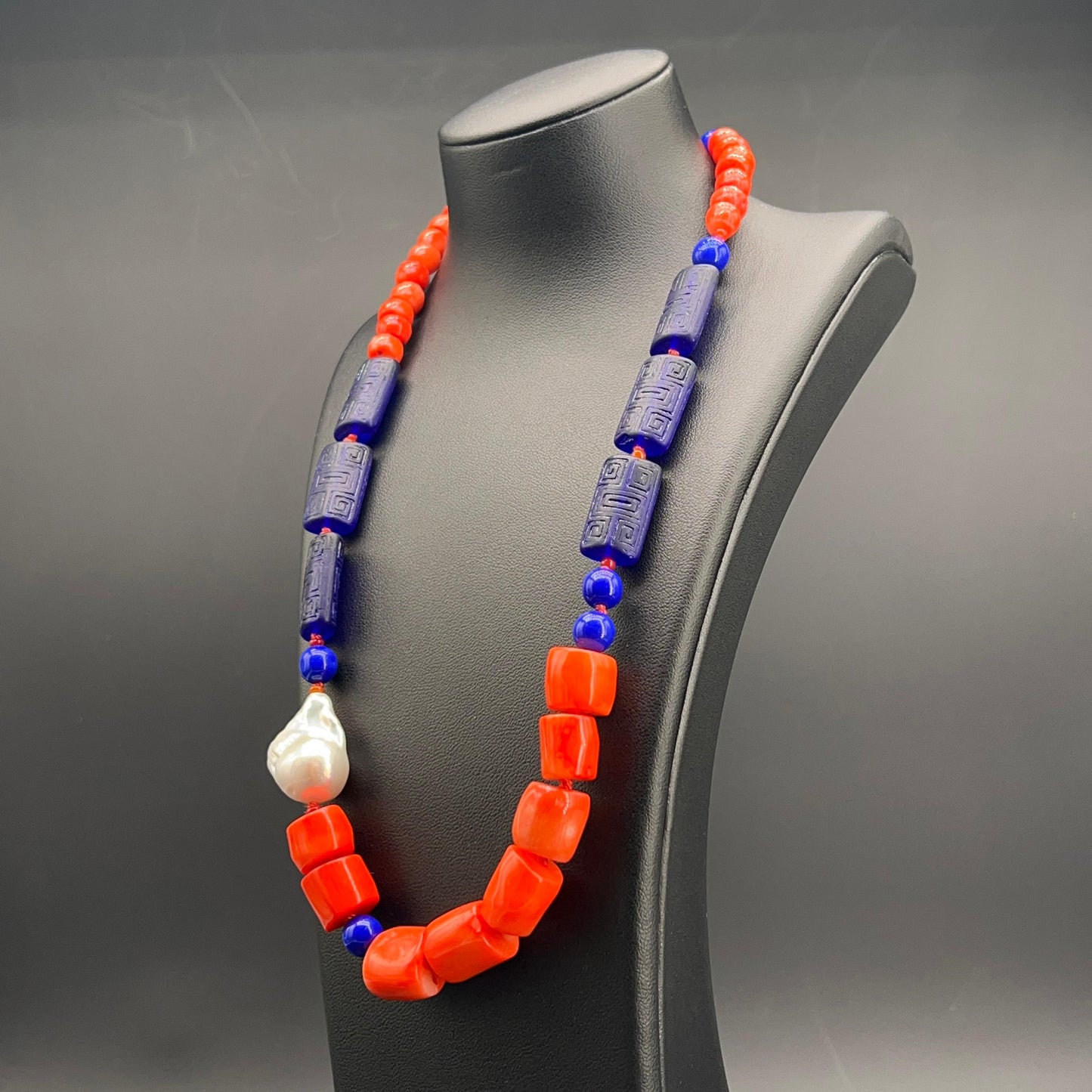 Collana Corallo Blu e Perla Scaramazza