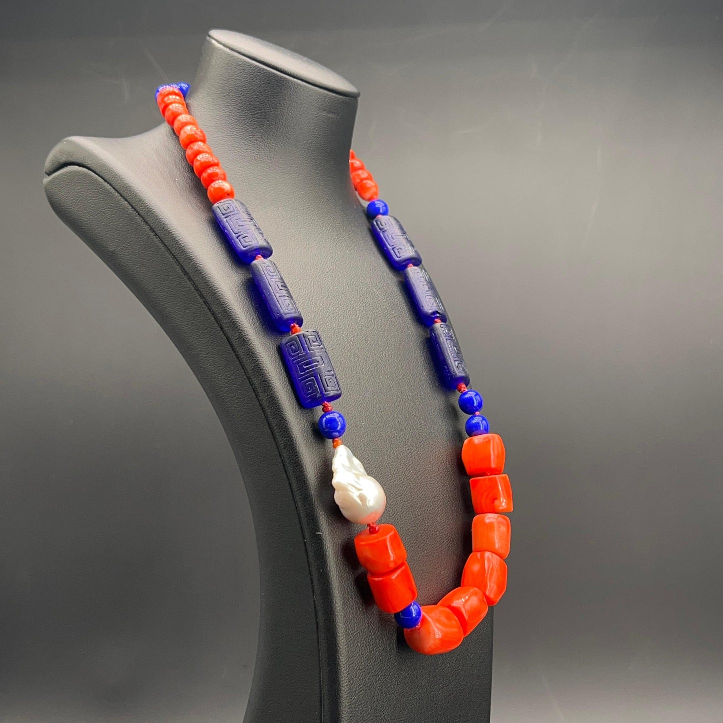 Collana Corallo Blu e Perla Scaramazza