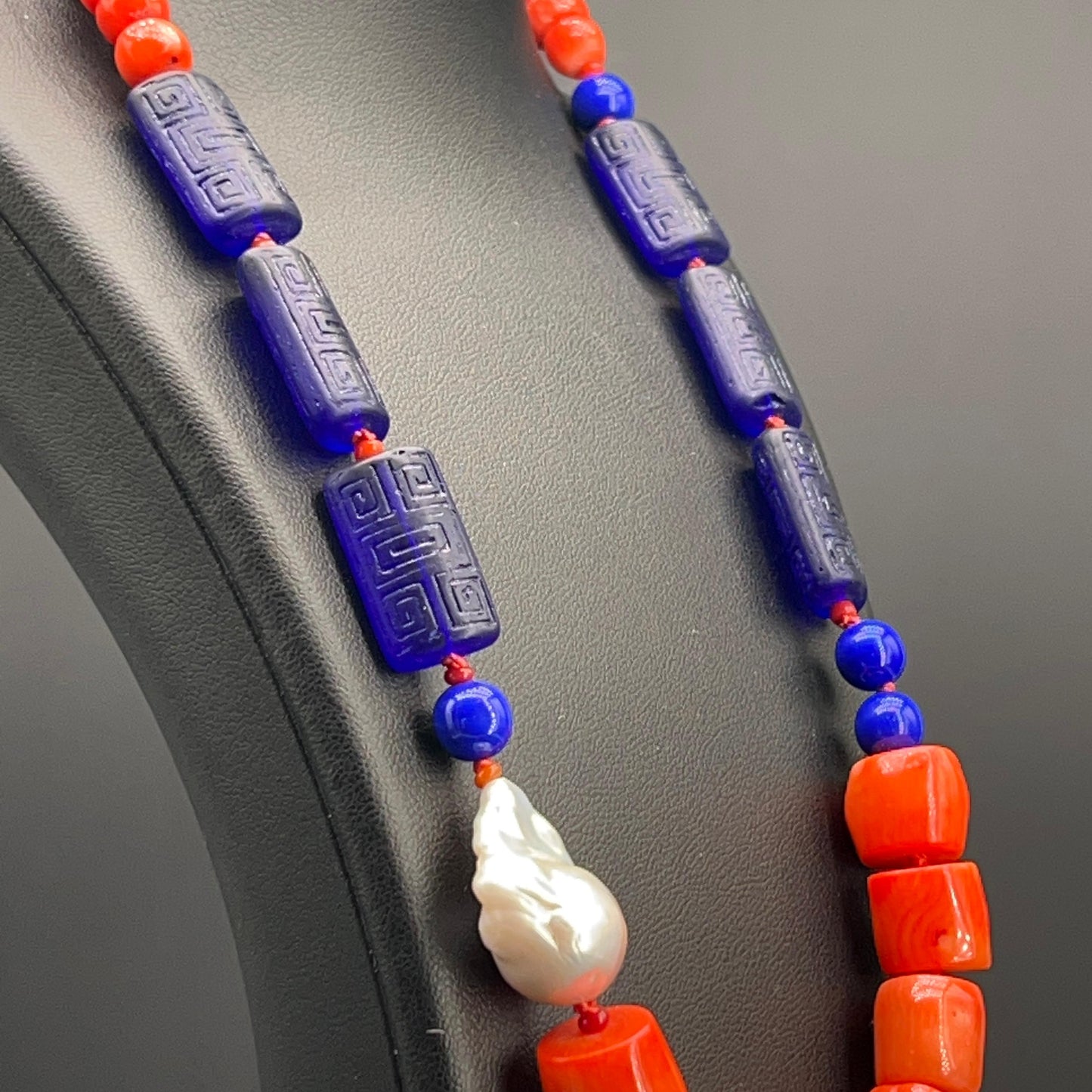 Collana Corallo Blu e Perla Scaramazza