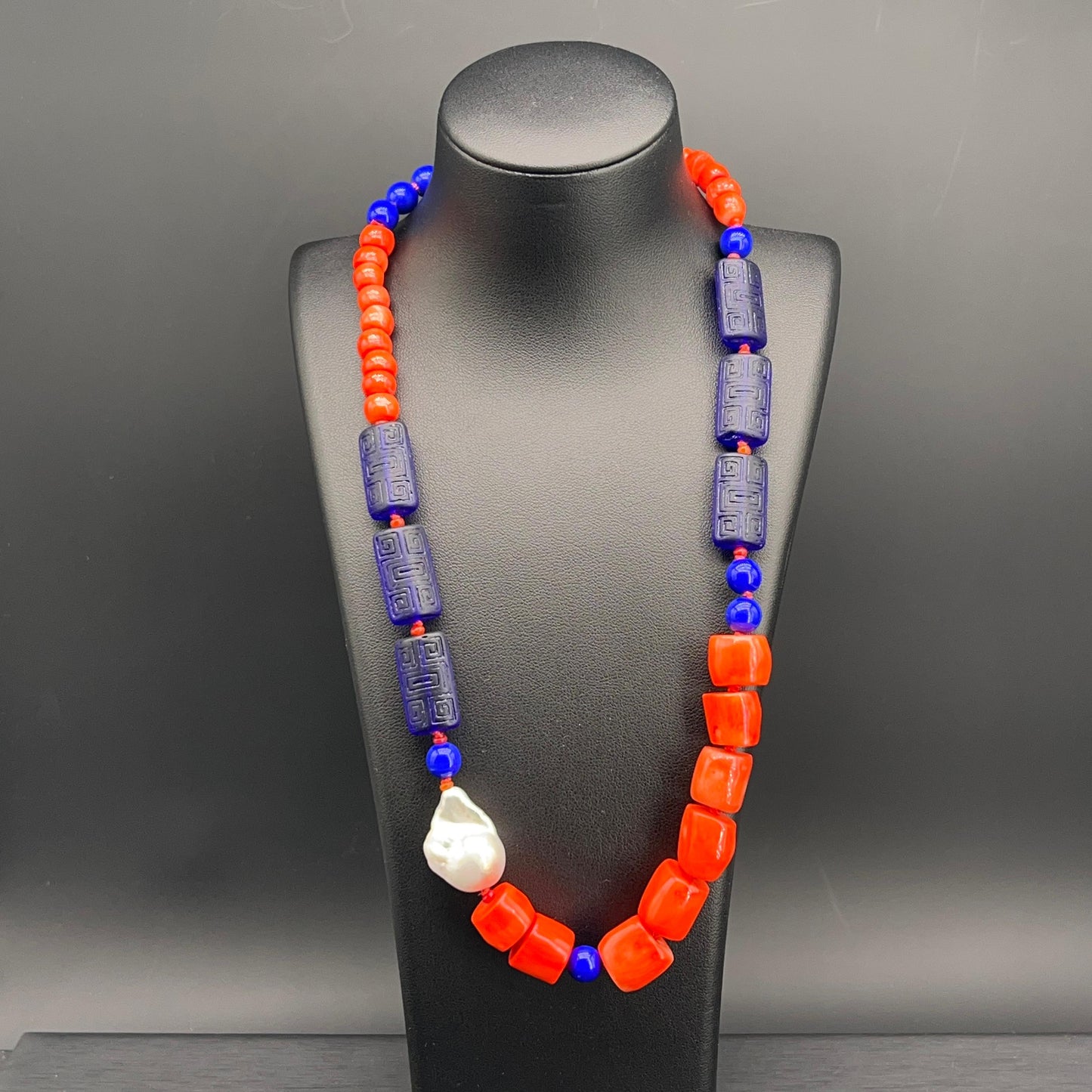 Collana Corallo Blu e Perla Scaramazza
