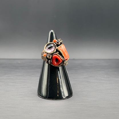 Anello Regolabile con Ametista e Swarovski