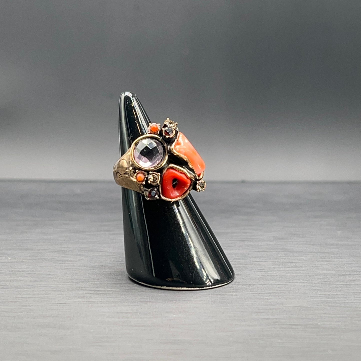 Anello Regolabile con Ametista e Swarovski