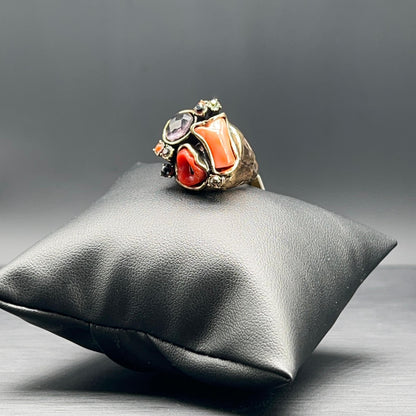 Anello Regolabile con Ametista e Swarovski