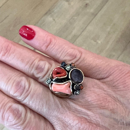 Anello Regolabile con Ametista e Swarovski