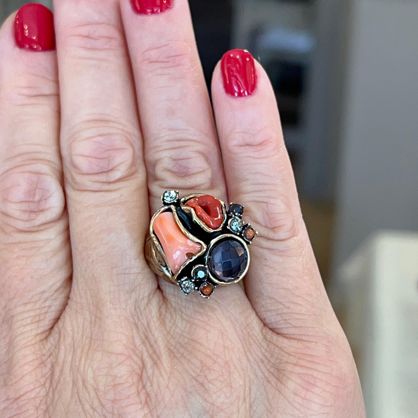 Anello Regolabile con Ametista e Swarovski