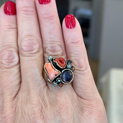 Anello Regolabile con Ametista e Swarovski