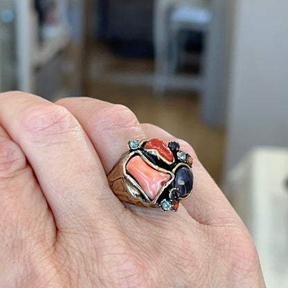 Anello Regolabile con Ametista e Swarovski