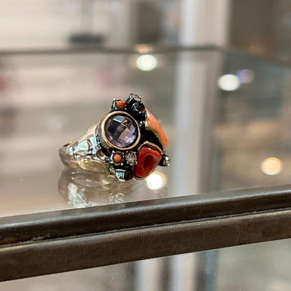 Anello Regolabile con Ametista e Swarovski