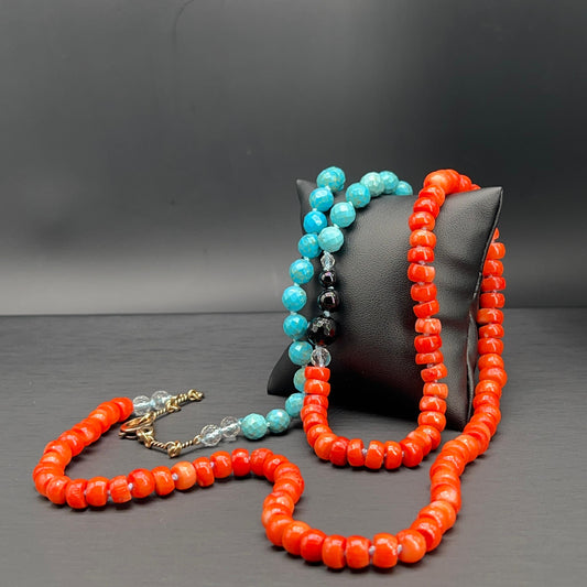 Collana Lunga Turchese e Rosso
