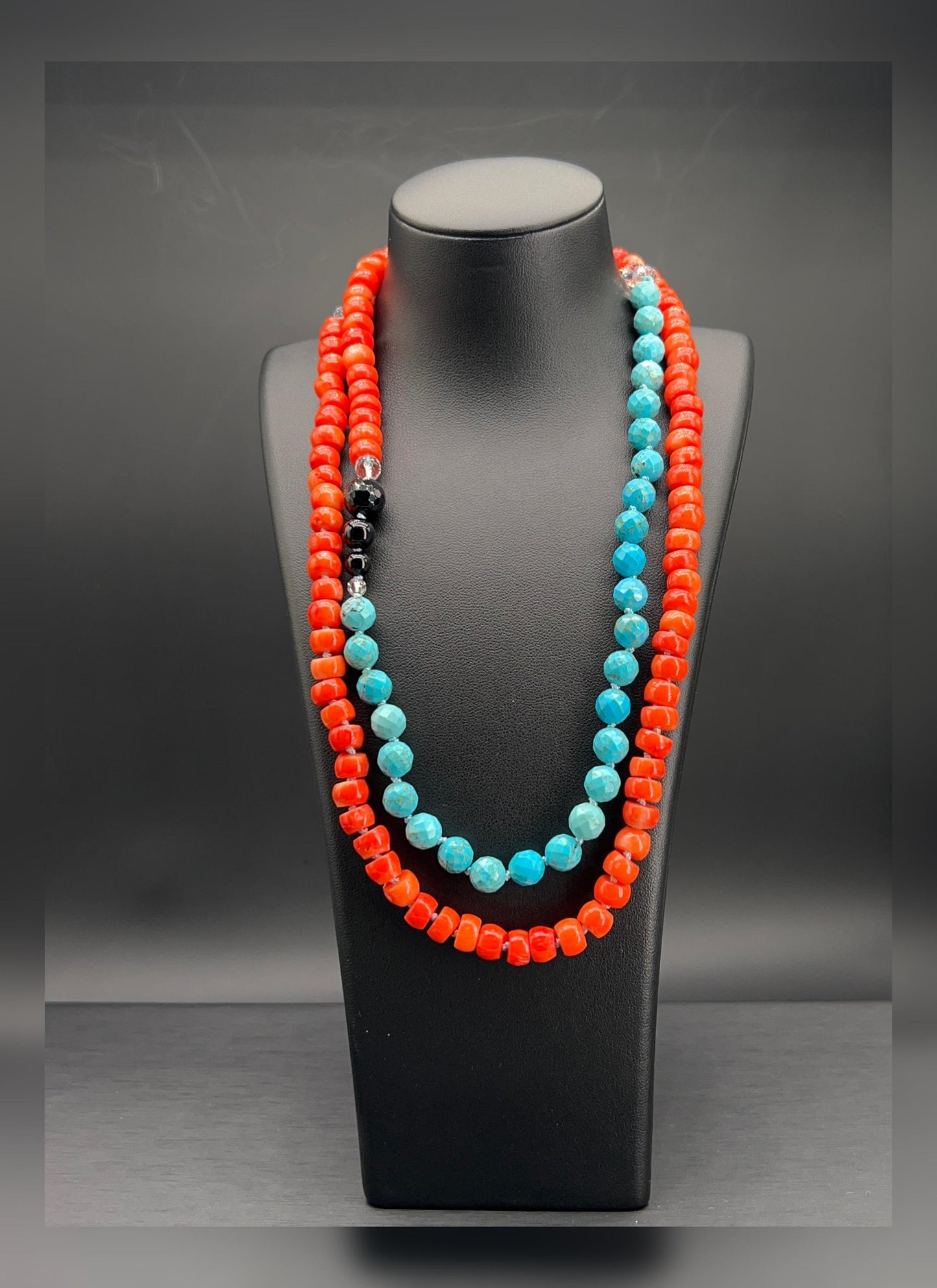 Collana Lunga Turchese e Rosso