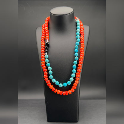 Collana Lunga Turchese e Rosso