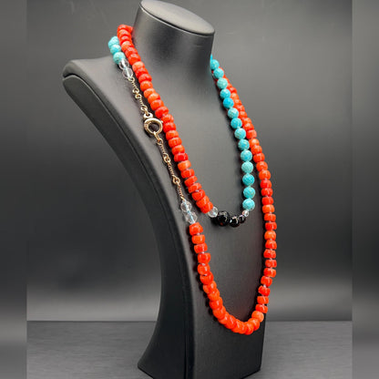 Collana Lunga Turchese e Rosso