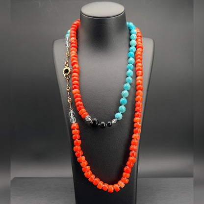 Collana Lunga Turchese e Rosso