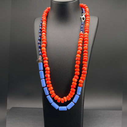 Collana Lunga Rosso e Blu