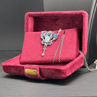 Collana Liberty con Giada e Smalto Blu