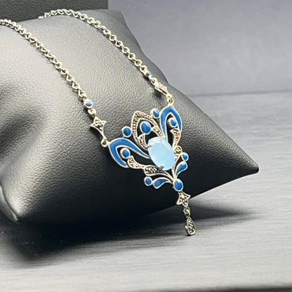 Collana Liberty con Giada e Smalto Blu