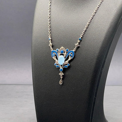Collana Liberty con Giada e Smalto Blu