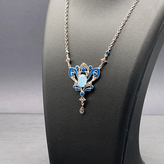 Collana Liberty con Giada e Smalto Blu