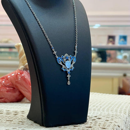 Collana Liberty con Giada e Smalto Blu