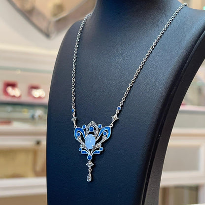 Collana Liberty con Giada e Smalto Blu