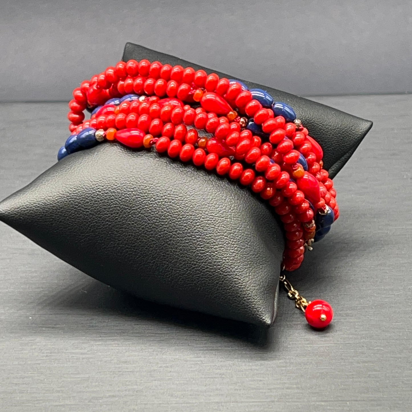 Collana Lunga Rossa e Blu Multigiro