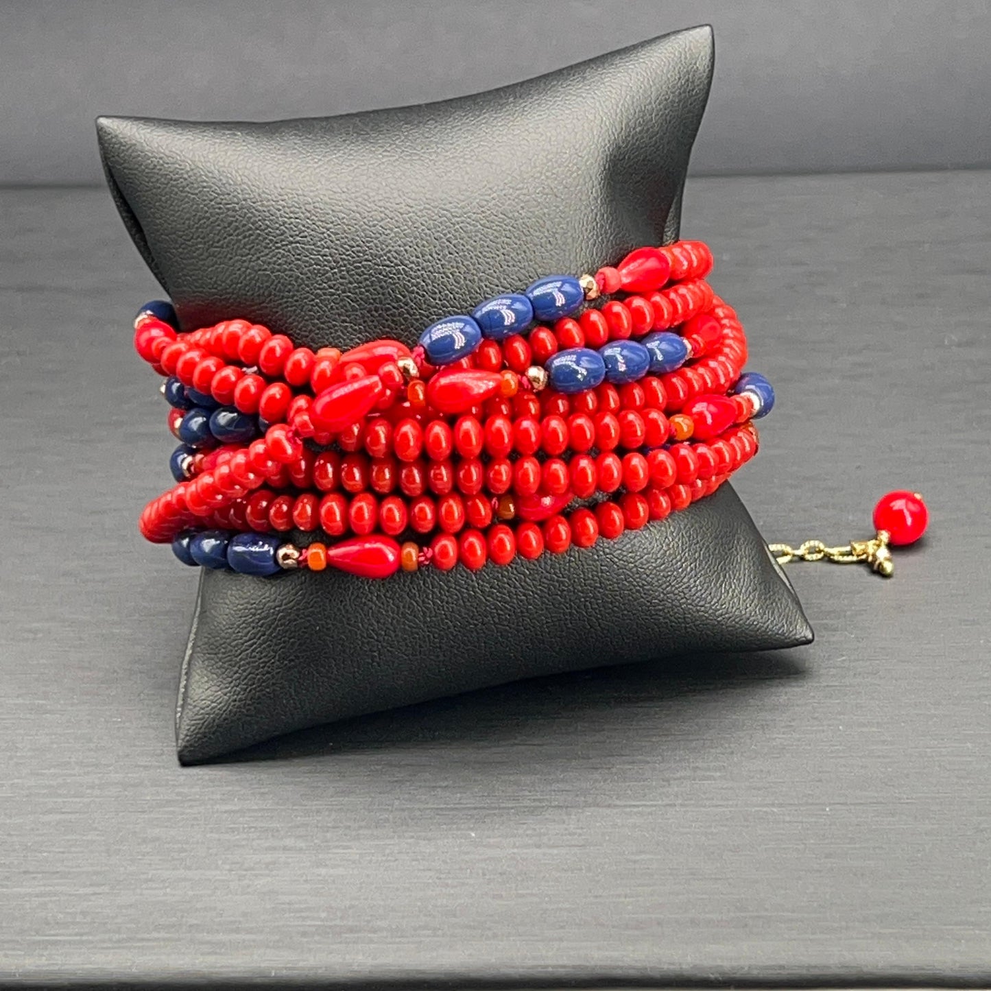 Collana Lunga Rossa e Blu Multigiro